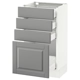 SEKTION Armoire inf 4 tir, blanc Maximera/Bodbyn gris, 18x15x30 "