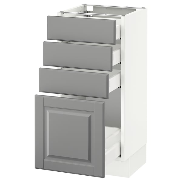 SEKTION Armoire inf 4 tir, blanc Maximera/Bodbyn gris, 15x15x30 "