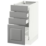 SEKTION Armoire inf 4 tir, blanc Maximera/Bodbyn gris, 15x24x30 "