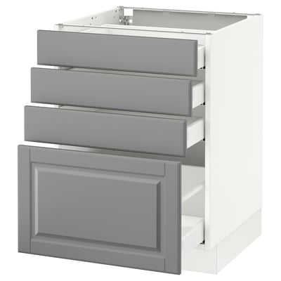 SEKTION Armoire inf 4 tir, blanc Maximera/Bodbyn gris, 24x24x30 "