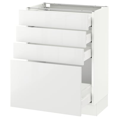 SEKTION Armoire inf 4 tir, blanc Maximera/Ringhult blanc, 24x15x30 "