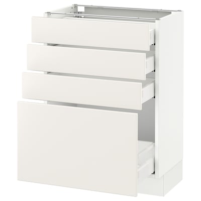 SEKTION Armoire inf 4 tir, blanc Maximera/Veddinge blanc, 24x15x30 "
