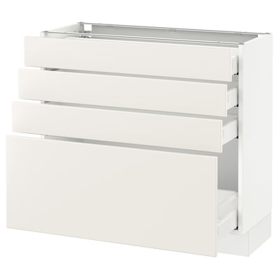 SEKTION Armoire inf 4 tir, blanc Maximera/Veddinge blanc, 36x15x30 "
