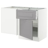 SEKTION Armoire inf angle tiroir+tablette, blanc/Bodbyn gris, 50x24x30 "