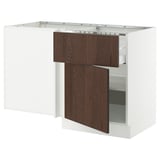 SEKTION Armoire inf angle tiroir+tablette, blanc/Sinarp brun, 50x24x30 "