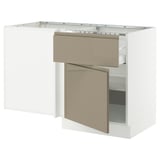 SEKTION Armoire inf angle tiroir+tablette, blanc/Voxtorp gris-brun foncé ultrabrillant, 50x24x30 "
