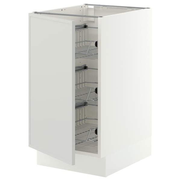 SEKTION Armoire inf av corbeilles en fil, blanc/Aspudden gris clair, 18x24x30 "
