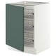 SEKTION Armoire inf av corbeilles en fil, blanc/Aspudden gris-vert foncé, 24x24x30 "