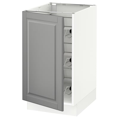 SEKTION Armoire inf av corbeilles en fil, blanc/Bodbyn gris, 18x24x30 "