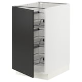 SEKTION Armoire inf av corbeilles en fil, blanc/Nickebo anthracite mat, 18x24x30 "