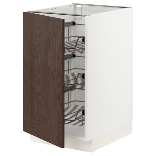 SEKTION Armoire inf av corbeilles en fil, blanc/Sinarp brun, 18x24x30 "