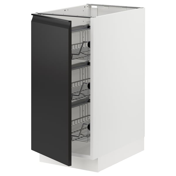 SEKTION Armoire inf av corbeilles en fil, blanc/Upplöv anthracite mat, 15x24x30 "