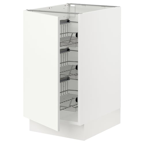 SEKTION Armoire inf av corbeilles en fil, blanc/Vallstena blanc, 18x24x30 "