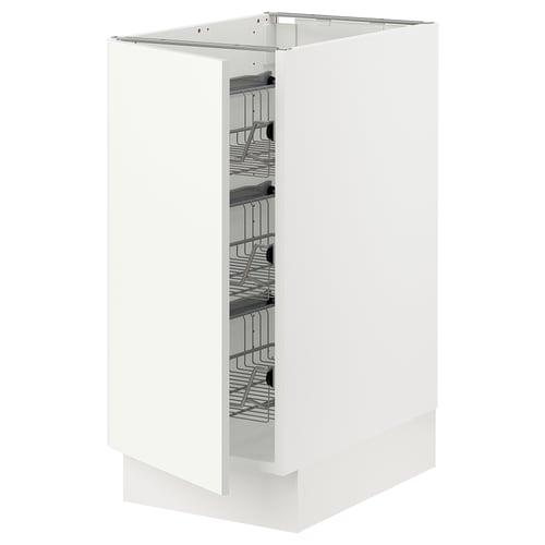 SEKTION Armoire inf av corbeilles en fil, blanc/Vallstena blanc, 15x24x30 "