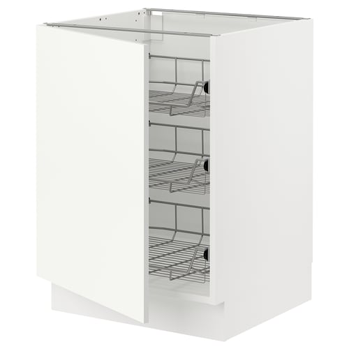 SEKTION Armoire inf av corbeilles en fil, blanc/Vallstena blanc, 24x24x30 "