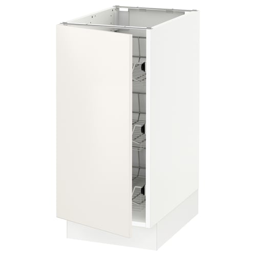 SEKTION Armoire inf av corbeilles en fil, blanc/Veddinge blanc, 15x24x30 "