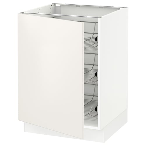 SEKTION Armoire inf av corbeilles en fil, blanc/Veddinge blanc, 24x24x30 "