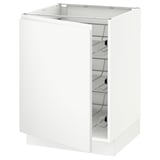SEKTION Armoire inf av corbeilles en fil, blanc/Voxtorp blanc mat, 24x24x30 "
