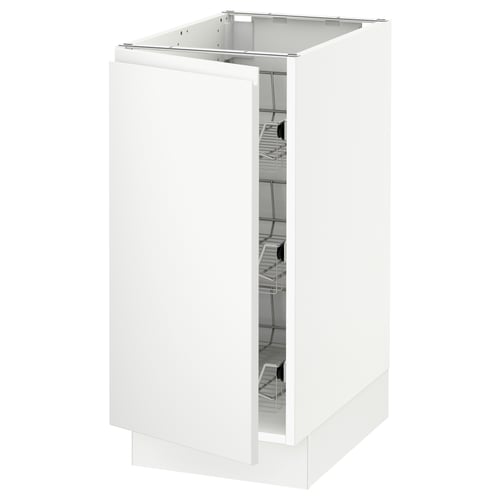 SEKTION Armoire inf av corbeilles en fil, blanc/Voxtorp blanc mat, 15x24x30 "