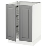 SEKTION Armoire inf corbeille fil/2 portes, blanc/Bodbyn gris, 24x24x30 "