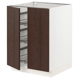 SEKTION Armoire inf corbeille fil/2 portes, blanc/Sinarp brun, 24x24x30 "