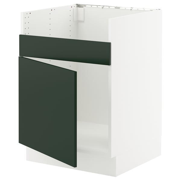 SEKTION Armoire inf pour évier 1 bac HAVSEN, blanc/Havstorp vert profond, 24x24x30 "