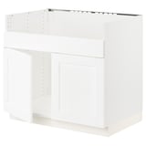 SEKTION Armoire inf pr évier 2 bacs HAVSEN, blanc Enköping/blanc effet bois, 36x24x30 "