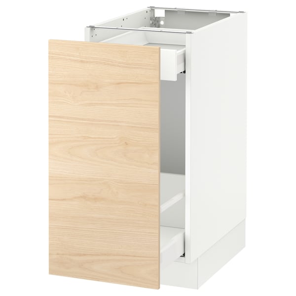 SEKTION Armoire inf rgt coul, blanc Maximera/Askersund effet frêne clair, 15x24x30 "