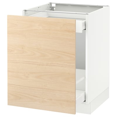 SEKTION Armoire inf rgt coul, blanc Maximera/Askersund effet frêne clair, 24x24x30 "