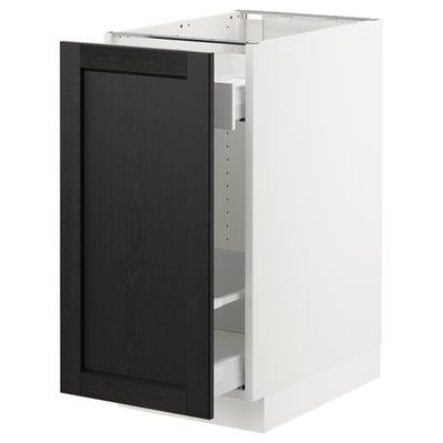 SEKTION Armoire inf rgt coul, blanc Maximera/Lerhyttan teinté noir, 15x24x30 "