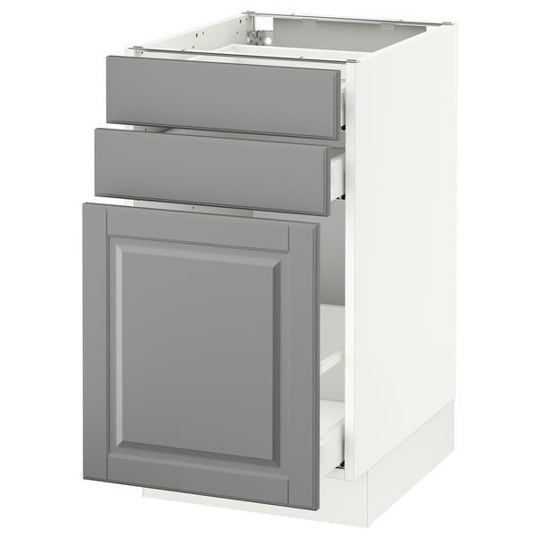 SEKTION Armoire inf/rgt coulissant/2tiroirs, blanc Maximera/Bodbyn gris, 18x24x30 "