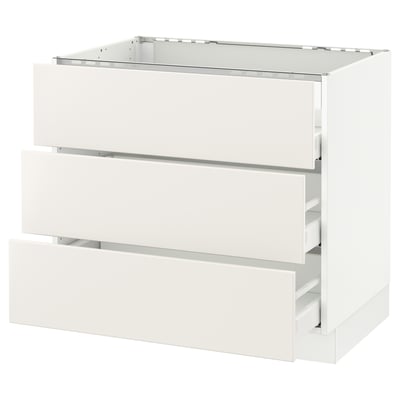 SEKTION Armoire inf tbl cui/3 faces/3 tir, blanc Maximera/Veddinge blanc, 36x24x30 "