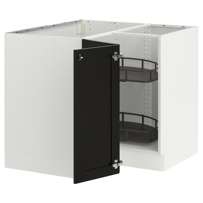 SEKTION Armoire inférieur angl+rgt pivotant, blanc/Lerhyttan teinté noir, 38x24x30 "