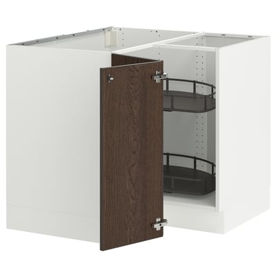 SEKTION Armoire inférieur angl+rgt pivotant, blanc/Sinarp brun, 38x24x30 "