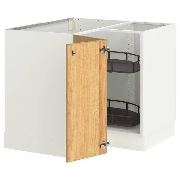 SEKTION Armoire inférieur angl+rgt pivotant, blanc/Sinarp chêne plaqué, 38x24x30 "