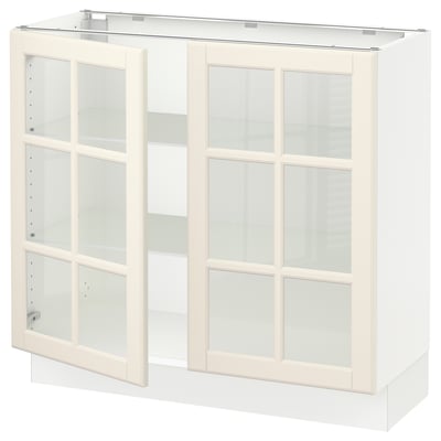 SEKTION Armoire inférieure 2 portes vitr, blanc/Bodbyn blanc cassé, 36x15x30 "
