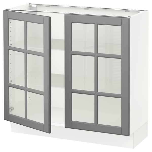 SEKTION Armoire inférieure 2 portes vitr, blanc/Bodbyn gris, 36x15x30 "