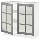 SEKTION Armoire inférieure 2 portes vitr, blanc/Bodbyn gris, 36x15x30 "