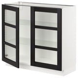 SEKTION Armoire inférieure 2 portes vitr, blanc/Lerhyttan teinté noir, 36x15x30 "