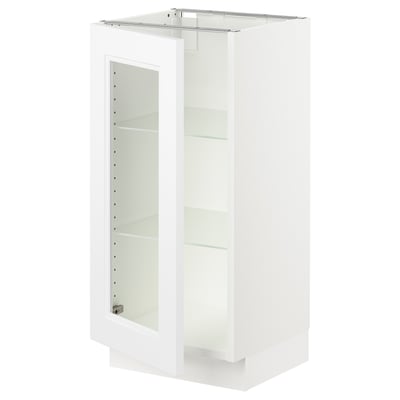 SEKTION Armoire inférieure av porte vitrée, blanc/Axstad blanc mat, 15x15x30 "