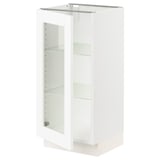 SEKTION Armoire inférieure av porte vitrée, blanc Enköping/blanc effet bois, 15x15x30 "