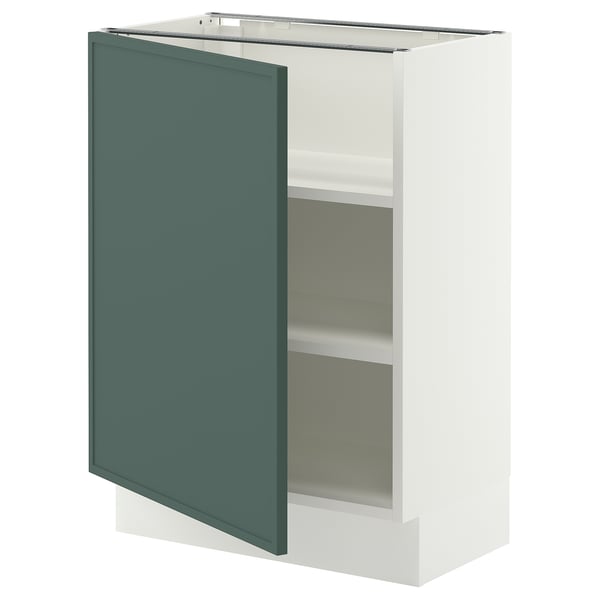 SEKTION Armoire inférieure avec tablettes, blanc/Aspudden gris-vert foncé, 24x15x30 "