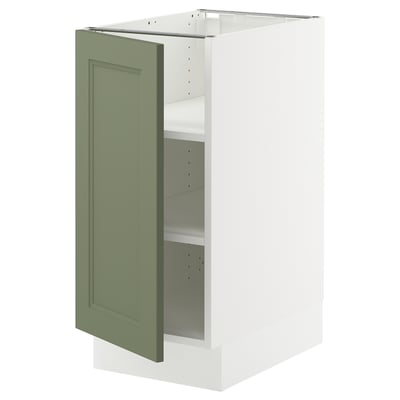 SEKTION Armoire inférieure avec tablettes, blanc/Axstad gris-vert, 15x24x30 "