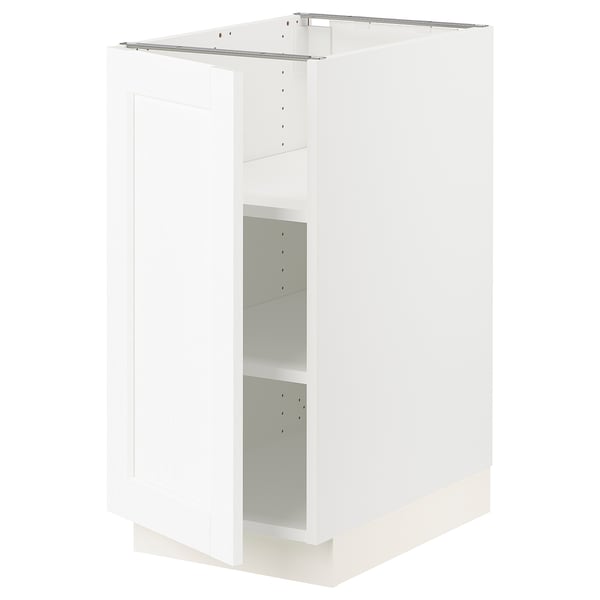 SEKTION Armoire inférieure avec tablettes, blanc Enköping/blanc effet bois, 15x24x30 "