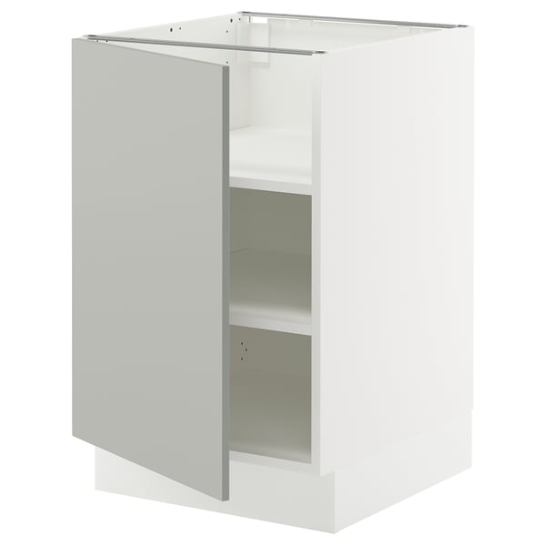 SEKTION Armoire inférieure avec tablettes, blanc/Havstorp gris clair, 21x24x30 "