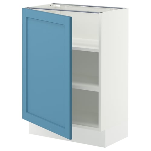 SEKTION Armoire inférieure avec tablettes, blanc/Lerhyttan bleu, 24x15x30 "