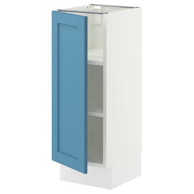 SEKTION Armoire inférieure avec tablettes, blanc/Lerhyttan bleu, 12x15x30 "