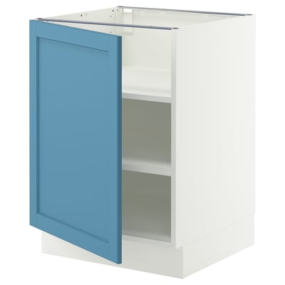 SEKTION Armoire inférieure avec tablettes, blanc/Lerhyttan bleu, 24x24x30 "