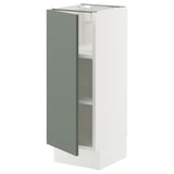 SEKTION Armoire inférieure avec tablettes, blanc/Nickebo gris -vert mat, 12x15x30 "