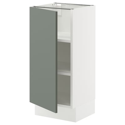 SEKTION Armoire inférieure avec tablettes, blanc/Nickebo gris -vert mat, 15x15x30 "